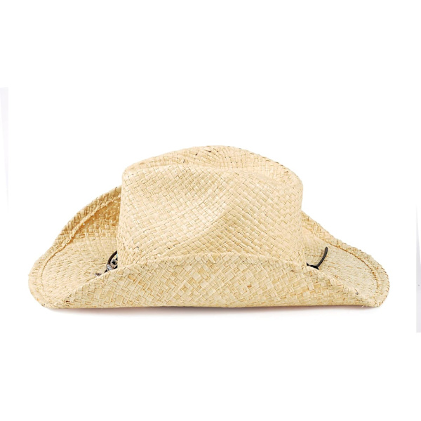 Flettet cowboyhatt i strå for menn og kvinner, western outback-hatt, formbar bred brem
