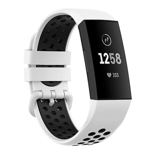 Til Fitbit Charge 4 / Charge 3 Se Watch Button To Farver Silikone Udskiftningsrem Watchband PQU White Black