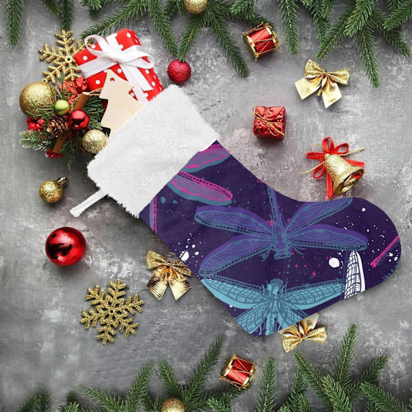 Julklapp, Personliga Julklappsstrumpor 2-pack Tie-Dye Libell Blå 18 tum Julstrumpor Hängande Ornament Kamin för Träddekoration