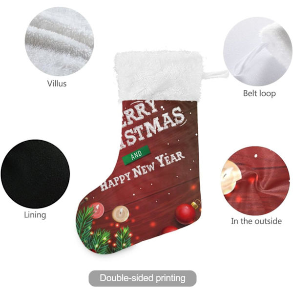 Julklapp, personliga julklappsstrumpor 2-pack Merry Christmas Röda bär Tallgren 45,7 cm Julstrumpor Hängande Ornament Eldstad