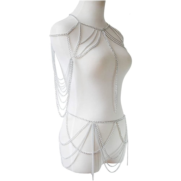 Sexig Body Chain Set Layered Halsband BH Midja Chain Summer