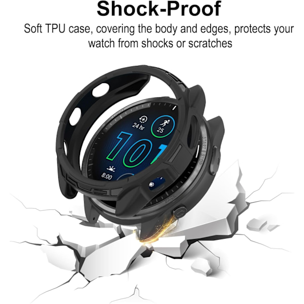 Kompatibel med Garmin Forerunner 965 Skärmskydd Fodral, Mjuk TPU Anti-Repskyddande Skyddsfodral Täckning Skyddande Skal Smartwatch Tillbehör