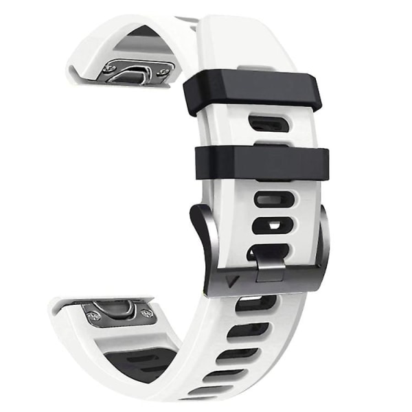 För Garmin Fenix 5 22mm Silikon Sport Tvåfärgad Klockarmband WNY White-Black