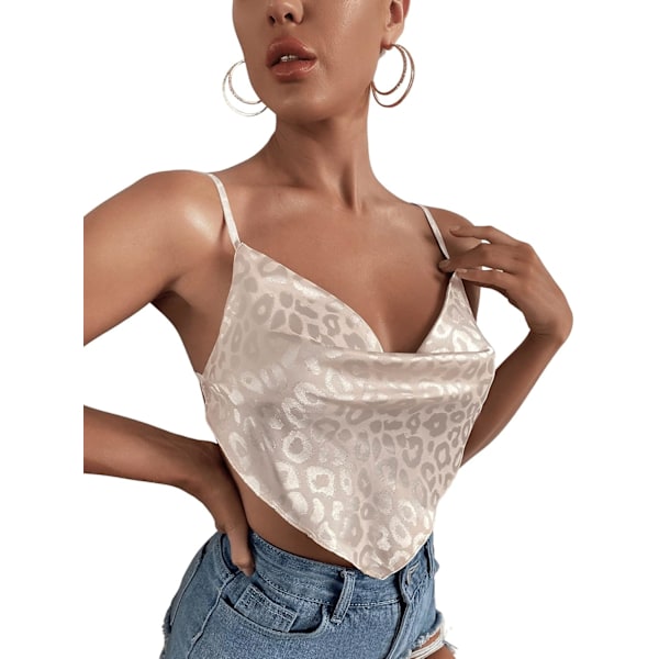 Kvinners Plus Size Cowl Neck Ermeløs Selvbåndet Crop Cami Bandana Topp