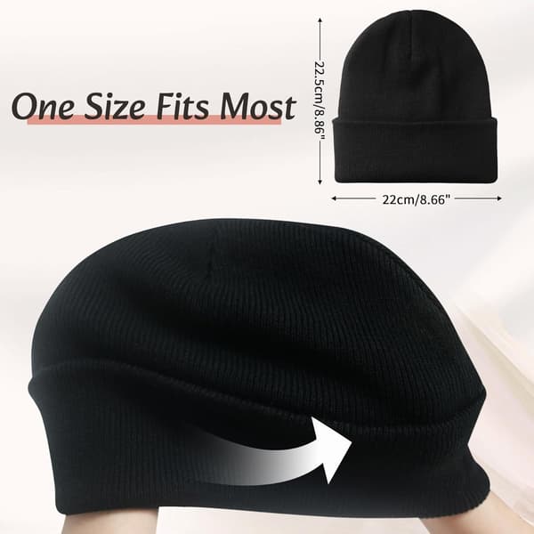 wxsp Satinforet Beanie til Kvinder Silkefor Bløde Vinterhatte Reducerer Krus Strikkede Beanies Varm Hue Sort One