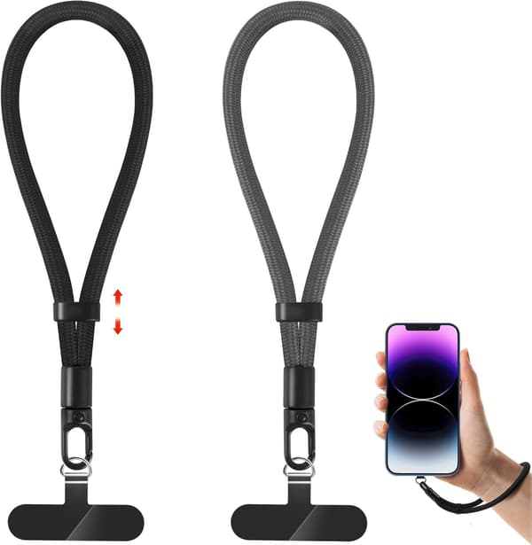 Telefonhalsrem, 2-pack justerbar mobiltelefonhalsrem, handledsrem med fästflikar för