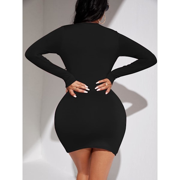 Romwe Dam Sexy Cutout Ståkrage Långärmad Miniklänning Festklubb Kort Pennkjol