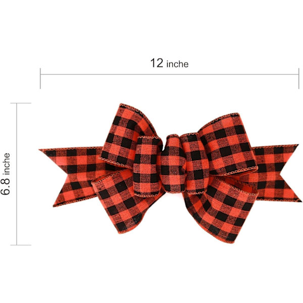 2 stk. Orange Buffalo Plaid Wired Ribbon Håndlavede Premade Burlap Buer