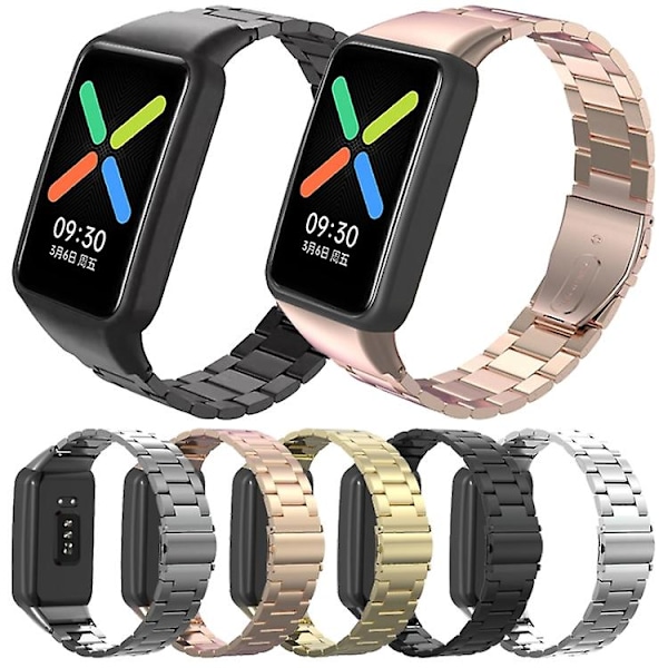 För Oppo Watch Free Nfc Rostfritt Stål Trefärgad Klockarmband YLV Silver