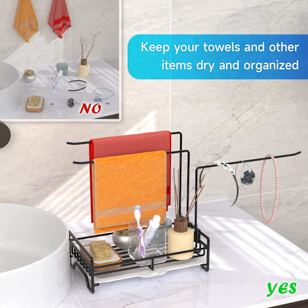 Kjøkkenvask Caddy Organizer Oppvaskklut Holder for Rag Brush Sponge