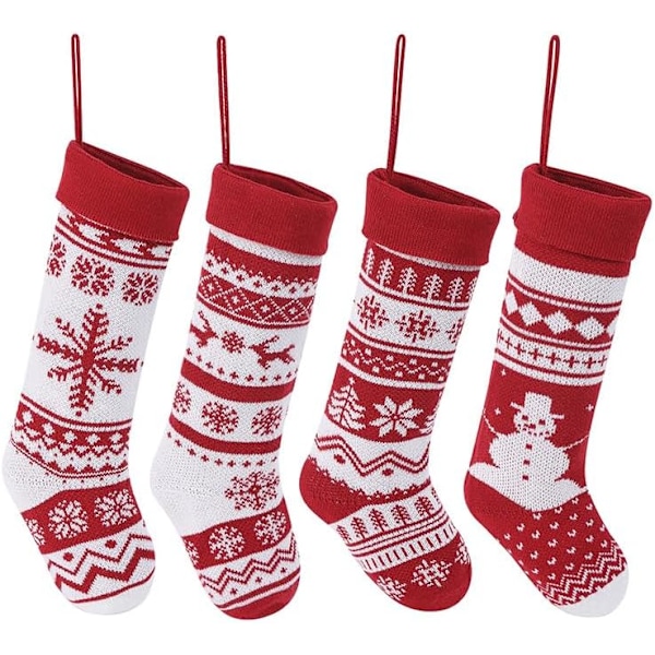 4-pack julstrumpor 18 tum stora stickade julstrumpor jul