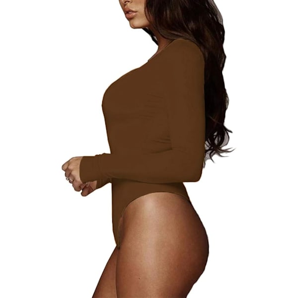 Kvinde firkantet hals langærmet T-shirt Basic Bodystockings Jumpsuits