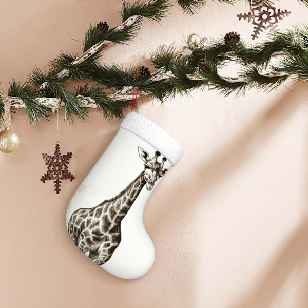 Giraf Grafisk Høj Hals Tryk Jule Strømpe Xmas Ornament Pejs Hængende Jule Sokker Til Familie Ferie Xmas Party Dekorationer 45
