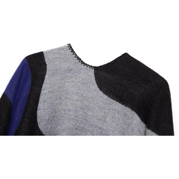 Färgblock Dam Schal Wrap Snygg Öppen Front Poncho Cape