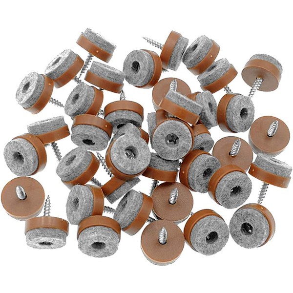 Møbelglidepads i filt - 40 stk for stol, bord, sofabein (Φ20mm, brun)
