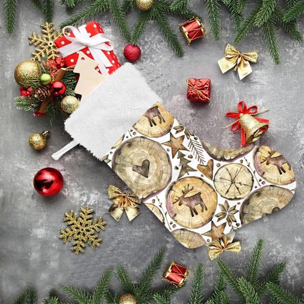 Julklapp, Personliga Julklappsstrumpor 2-pack Jul Rensa Trä 18 tum Julstrumpor Hängande Ornament Eldstad för Träd Dekoration
