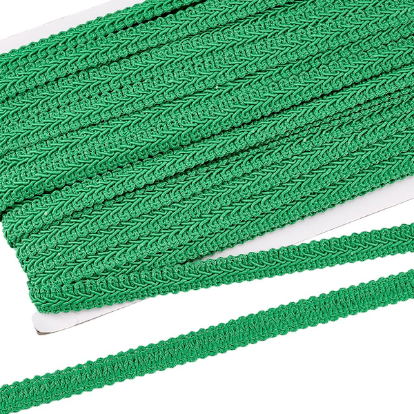 Green Braid Trim (25m) - Wide Polyester Woven Trim for Sewing and Crafts