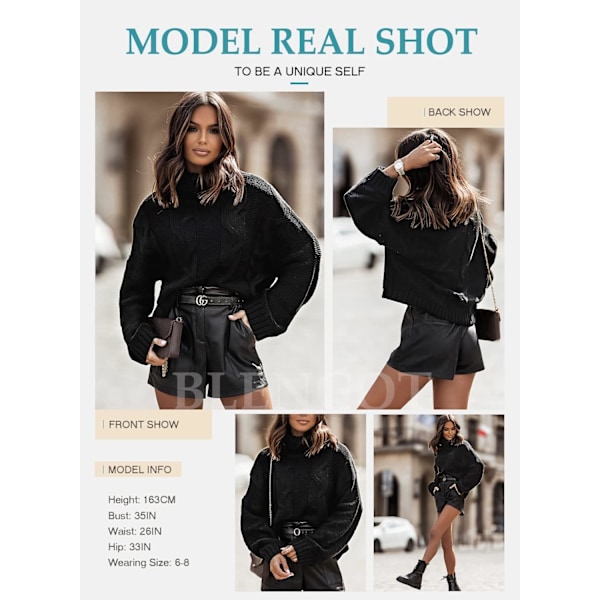 Dame kabelstrik turtleneck sweater casual tykke langærmede toppe