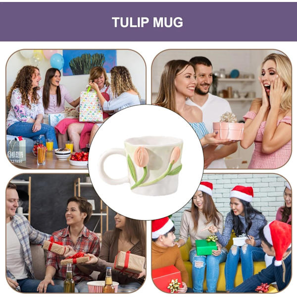3D Blomsterkrus, Lily of The Valley Håndlavede Kopper | 12 oz Blomsterkeramikkrus, Mælkekrus Sød 3D Keramisk Blomst til Te, Kaffe til Voksne, Børn Lys