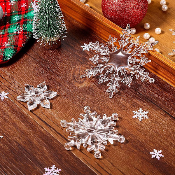 16 stycken Acryl Icicle Snöflinga Icicle Hängande Dekorationer, Julgran Kristall Dekorationer, Julgransprydnader, Kristall Snöflinga för di