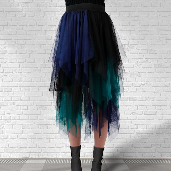 Tulle nederdele til kvinder Mesh Tiered Lagdelt Tutu nederdel. Høj lav elastisk talje
