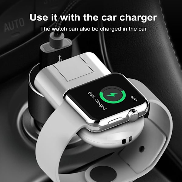Justerbar iWatch-laddare kompatibel med Apple Watch-laddare för resor, kontor, hem, bil, roterande USB A-kontakt vit  Vit  Vit  Vit