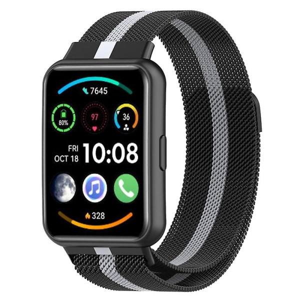 Milanese magnetiskt spänne armbandsrem för Huawei Watch Fit 2 Sports Andningsbart ersättningsarmband för Huawei Watch Fit 2 Black grey