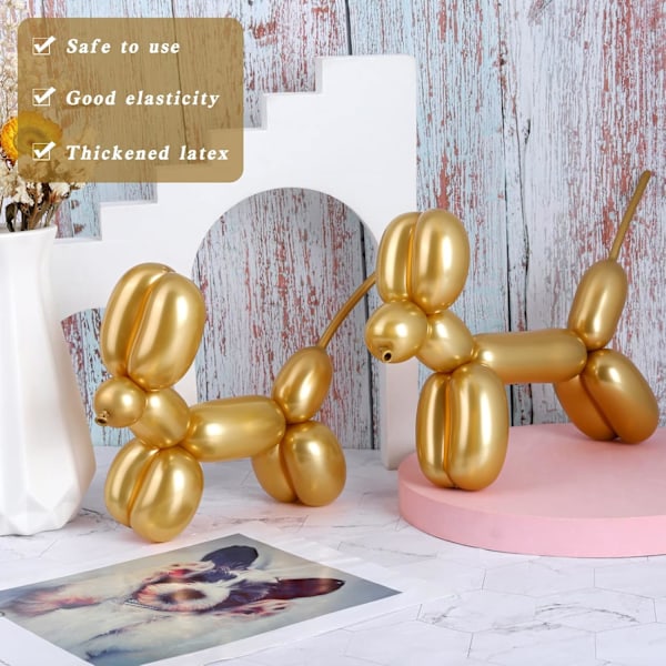 72 stk lange smale latexballonger Chrome Metallic Twisting