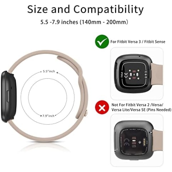 Myk, justerbar erstatningsrem i silikon for Fitbit Sense 2, Versa 3/4