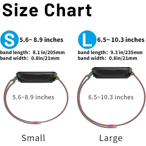 Metal Justerbar Udskiftnings Rem Armbånd Magnetiske Remme Kompatibel Med Fitbit Versa/versa 2/versa Lite/se, Multi-farve Colorful Small