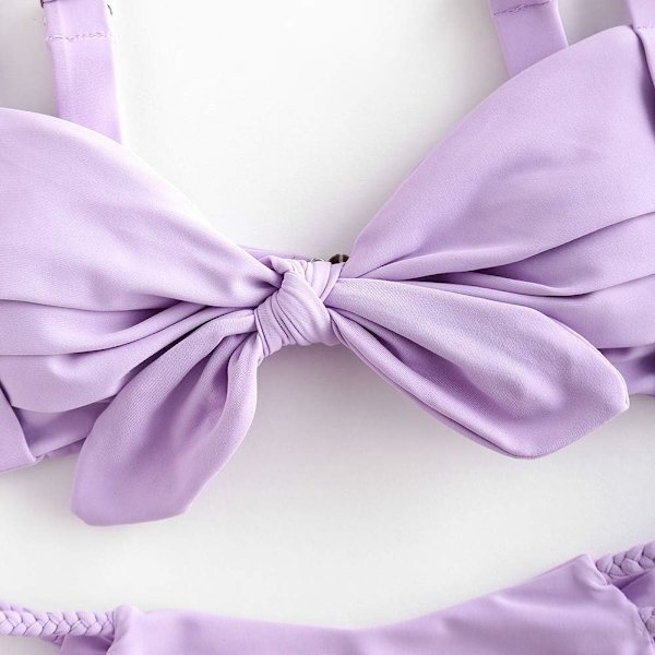 Kvinners bred stropp knyte knute flettet floral bikini sett todelt badedrakt