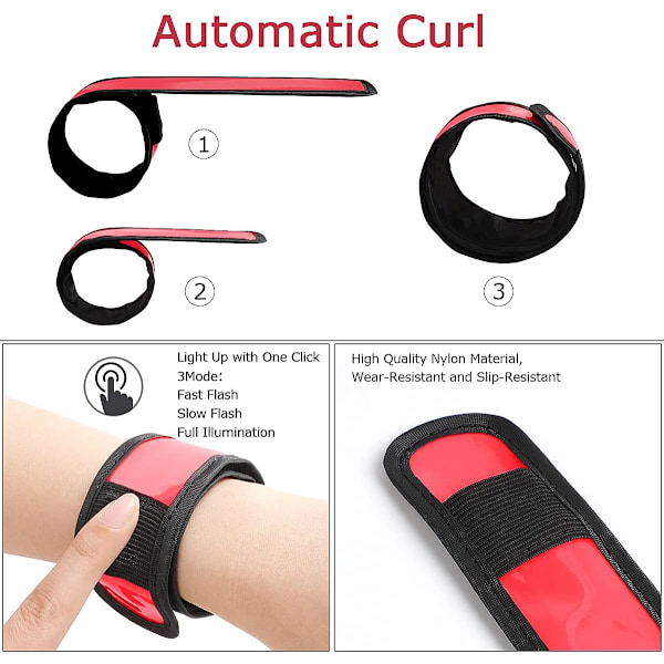 Paket med 6 LED-ljusarmband, reflexarmband för nattsäkerhet