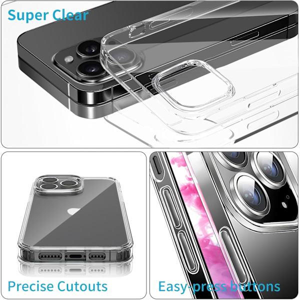 Kompatibel med iPhone 16 Pro Skal Transparent, Mjukt Genomskinligt TPU-skydd, Slimmad Stöttåligt Mobilskal för iPhone 16 Pro 6.3-Ih Transparent