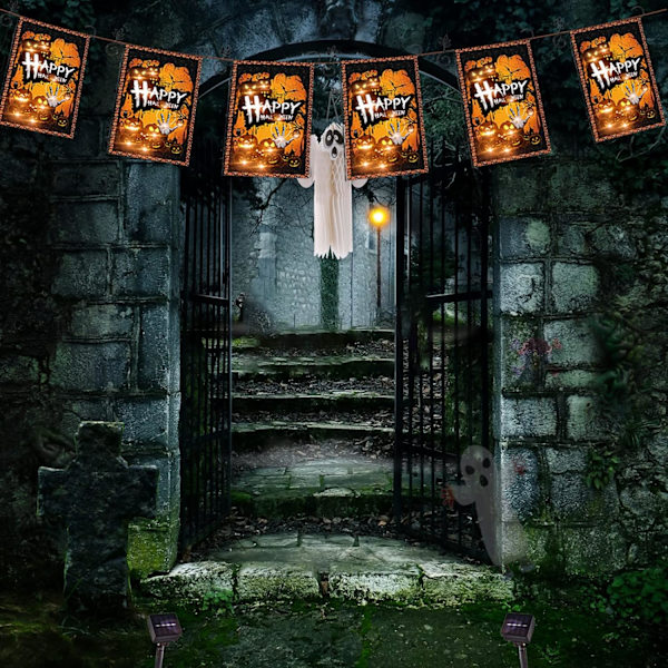 LED, Spøghus Ugle Græskar LED Lighted 12\" x 18\" Dobbeltsidet Til Have Terrasse Plæne Gård Udenfor Halloween Dekoration Gul Gul