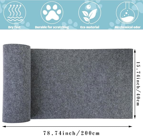 wxsp Klatre- og klorematte for katter, 40 * 200 cm, selvklebende, klippbar matte, DIY klorematte for katter, klorematte for