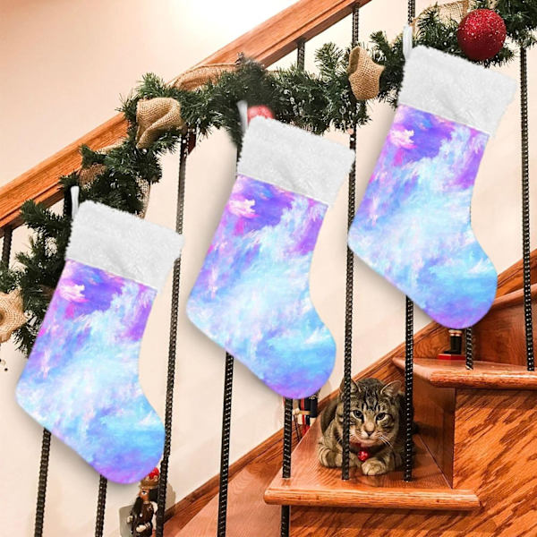 Julklapp, Personliga Julklappsstrumpor 2-pack Färgglada Färger 45,7 cm Julstrumpor Hängande Ornament Eldstad för Träddekoration