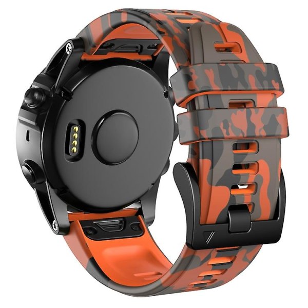 For Garmin Fenix ​​7x Camouflage Silicone Watch Band SWJ Orange