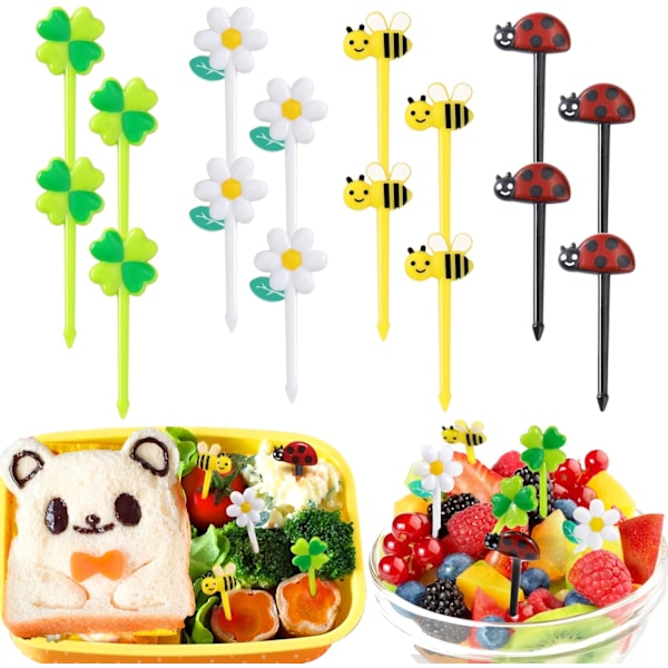 Matplock for barn Bento Box (16st) - Gjenbrukbare søte plockar