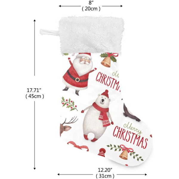 Julklapp, personliga julklappsstrumpor 2-pack Jul Tomten Isbjörn Pingvin 45,7 cm Julstrumpor Hängande Ornament K