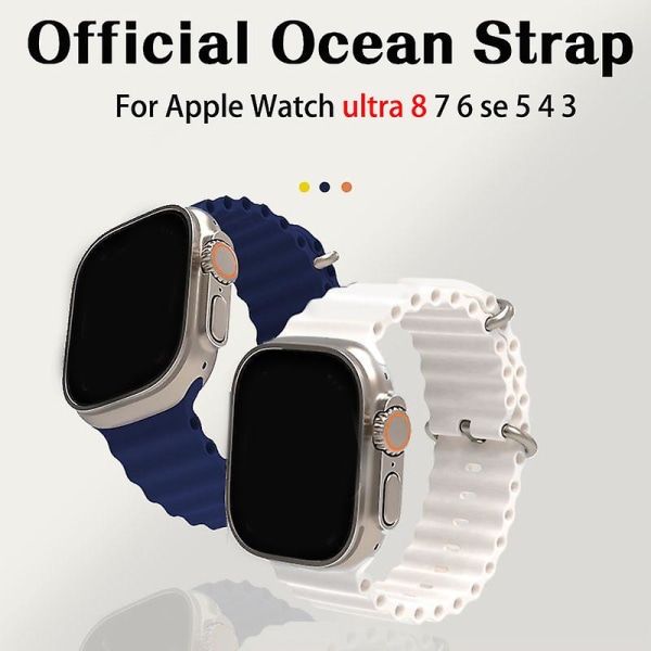 Ocean Armband För Apple Watch Band 44mm 40mm 45mm 41mm 49mm 42mm 38mm Smartwatch Silikonrem Iwatch Ultra Series 7 6 3 Se 8 black 42 44 45 49mm