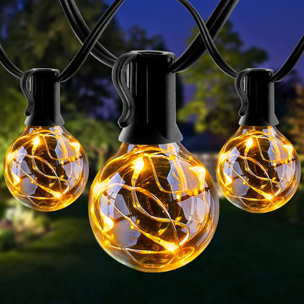58FT Utomhus ljusslingor Lågspänning 5V, G40 LED 50 Glasgloblampor (3 reserv), E12 0,5W Väderbeständig sladdad elektrisk hängande bistro