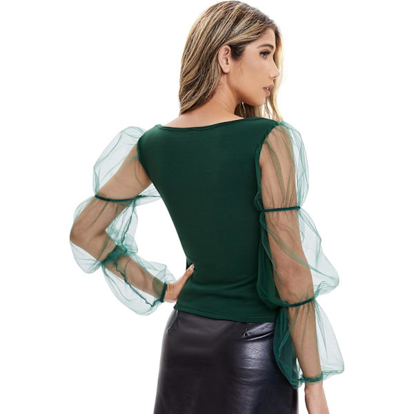 Elegant mesh puff ermer med slim passform for sommerfest for kvinner