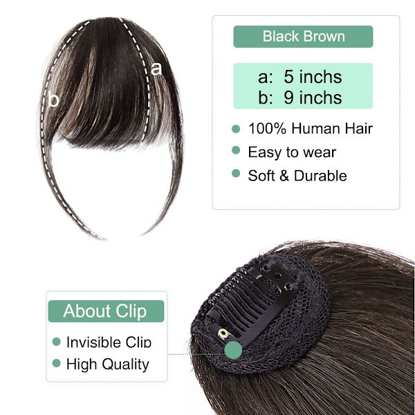 Bangs Hårklämma i Bangs Äkta Mänskligt Hår Extensions Wispy Bangs