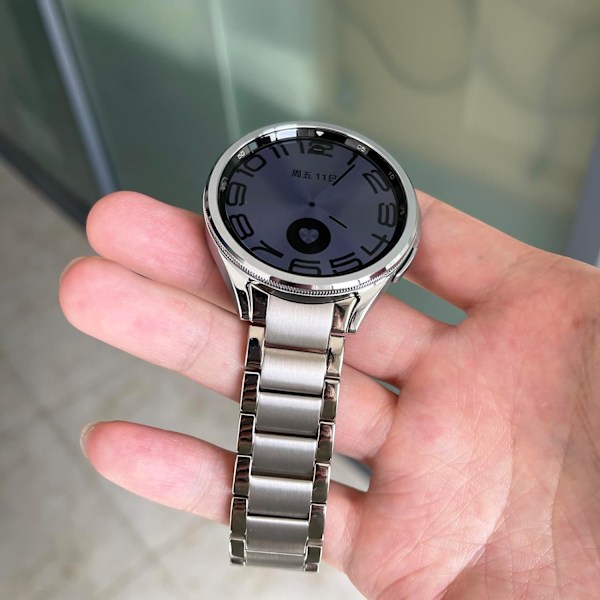 Kompatibel med Galaxy Watch 6 Classic 47mm 43mm-reimer, ingen mellomrom 20mm rustfritt stål metall klokkestropp kompatibel med Galaxy Watch 6 40mm/44mm