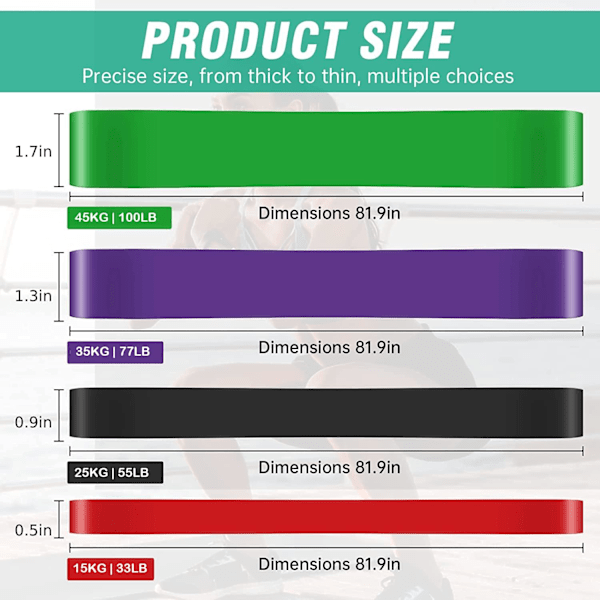 Pull Up Assist  Sæt 15KG-45KG; Pull Up Assistance  Heavy Duty; Late 41Inch Lp Pwer Band #4: Ma 265 Punds 4 #4: Max 265 Pund 4 Bånd