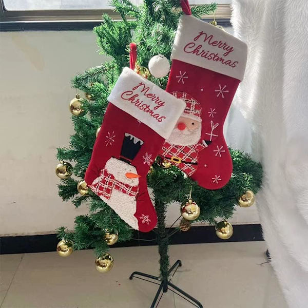 3-pack julstrumpor 15 tum röda stickade julstrumpor jul