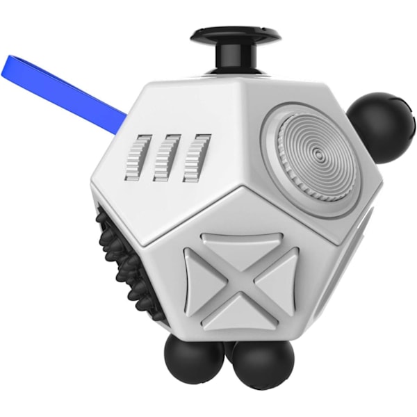 12-Sidet Fidget Dodekaeder - Stress- og Angstdempende - For Alle Aldre (Hvit)