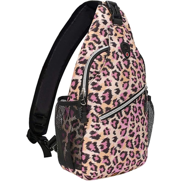 Sling Ryggsäck. Resväska Vandring Dagryggsäck Leopardmönstrad Rep Crossbody Väska