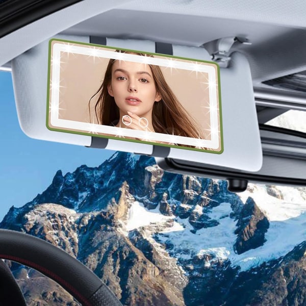 Bilspegel LED-ljus smink spegel, automatisk backspegel smink spegel med LED-ljus | Backspegel kosmetisk spegel med dimbara tre-hastighets LED-lampor för D D