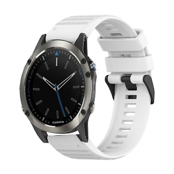 For Garmin Quatix 5 Sapphire 22mm Horisontal Tekstur Silikone Rem Med Fjernelsesværktøj SYC White
